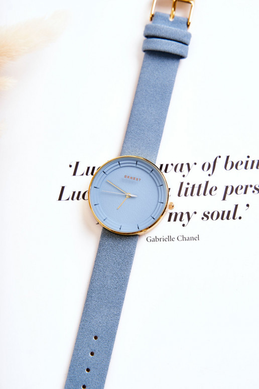 Women's Analog Suede Watch Without Nickel Ernest Blue