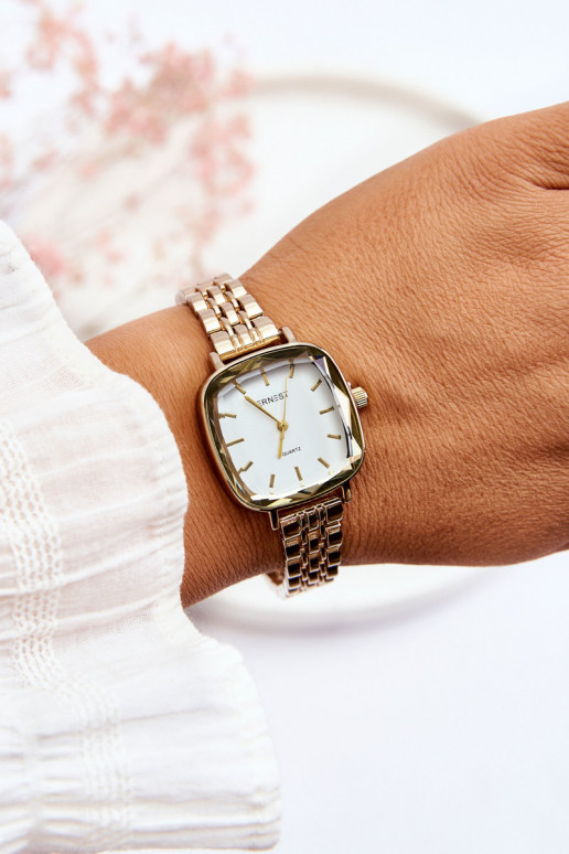 Fashionable Watch With White Dial ERNEST Gold