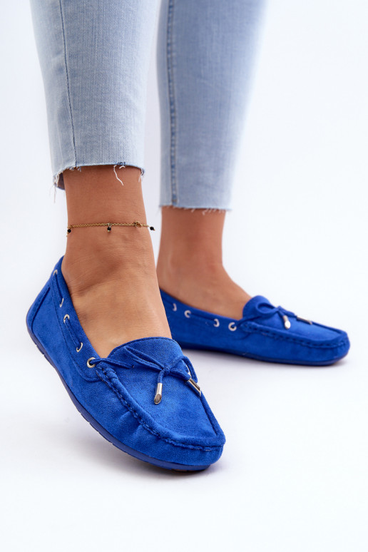 Women's Blue Suede Moccasins Si Passione