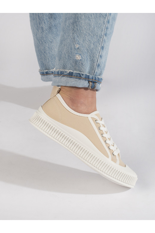 Beige sports shoes  with platform