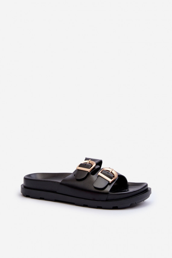 Women's Black Eco Leather Sandals with Buckles Valmira