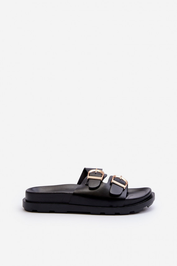 Women's Black Eco Leather Sandals with Buckles Valmira