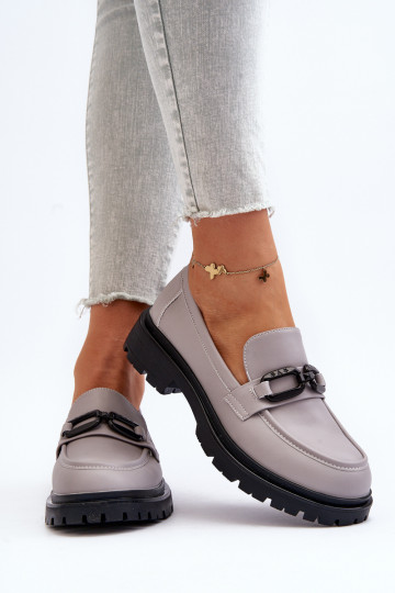 Women's Gray Genuine Leather Moccasins Imbleria 2