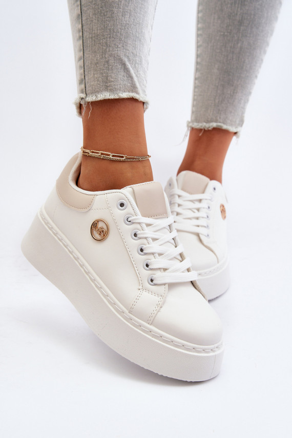 Women's platform sneakers white Eshen