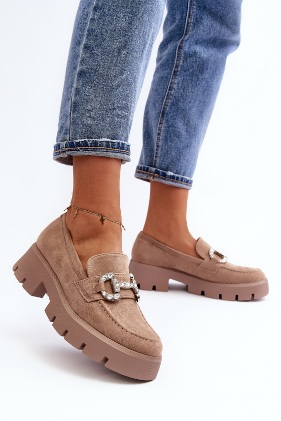 Women's Loafers with Beige Ornament Ellise