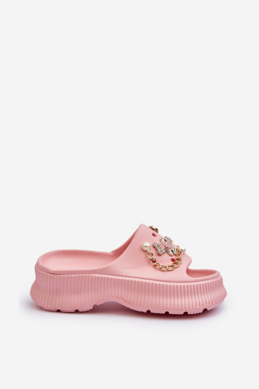 Women's Foam Flip-Flops with Pink Decorations Afariana Women's Foam Flip-Flops with Pink Decorations Afariana