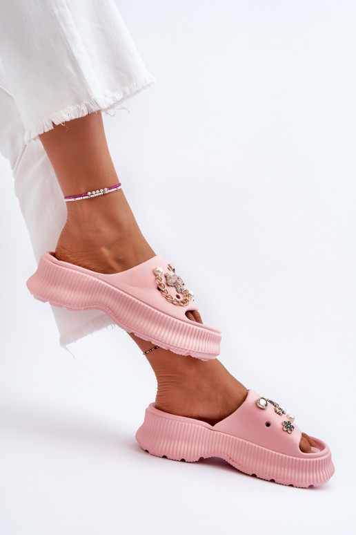 Women's Foam Flip-Flops with Pink Decorations Afariana Women's Foam Flip-Flops with Pink Decorations Afariana