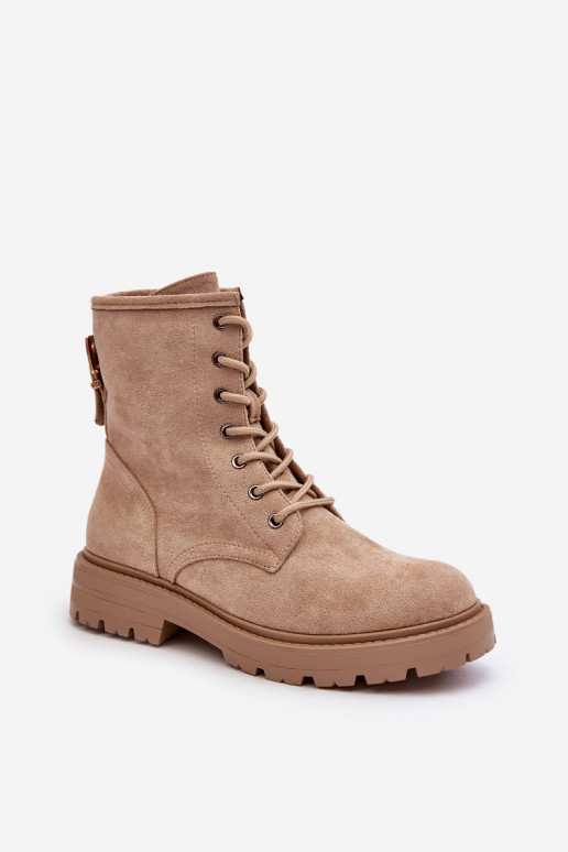 Women's Zip-Up Ankle Boots Light Beige Ninsuni Women's Zip-Up Ankle Boots Light Beige Ninsuni