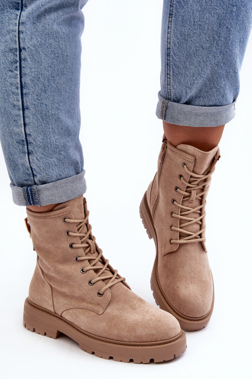 Women's Zip-Up Ankle Boots Light Beige Ninsuni Women's Zip-Up Ankle Boots Light Beige Ninsuni