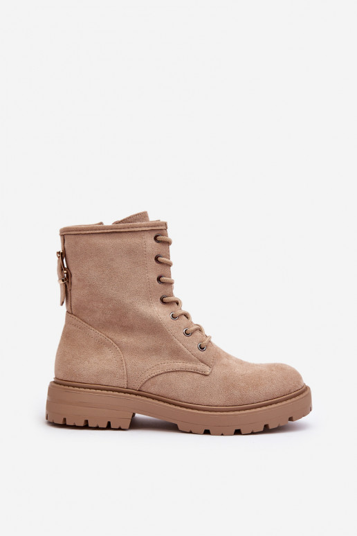 Women's Zip-Up Ankle Boots Light Beige Ninsuni Women's Zip-Up Ankle Boots Light Beige Ninsuni