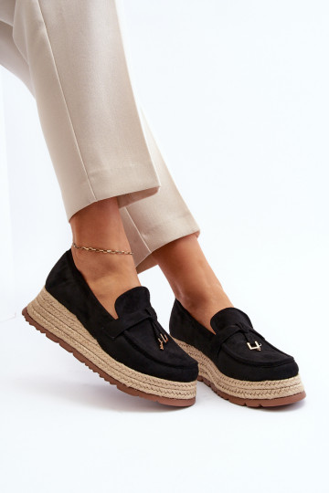 Women's Loafers with Woven Sole Black Torresia 2