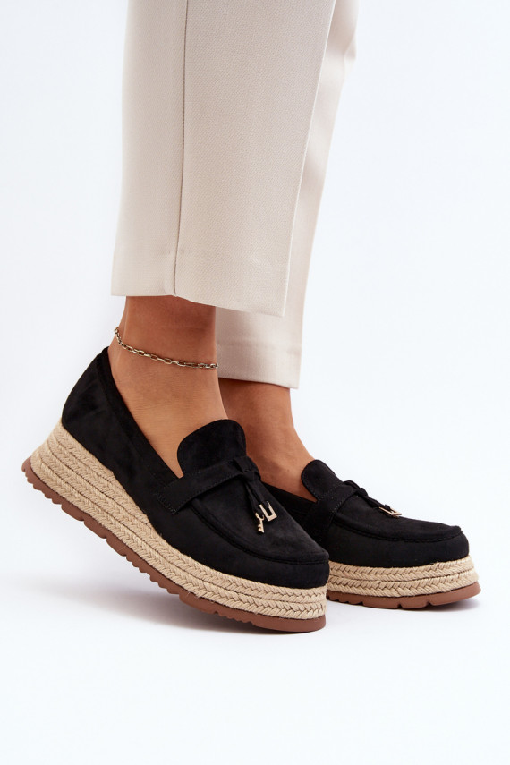Women's Loafers with Woven Sole Black Torresia