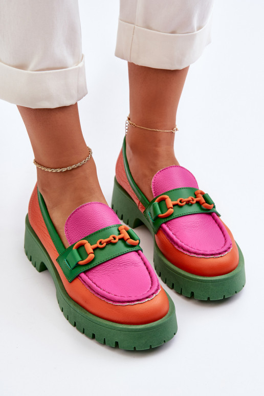 Women's Leather Moccasins With Decoration CheBello 4444 Orange Women's Leather Moccasins With Decoration CheBello 4444 Orange