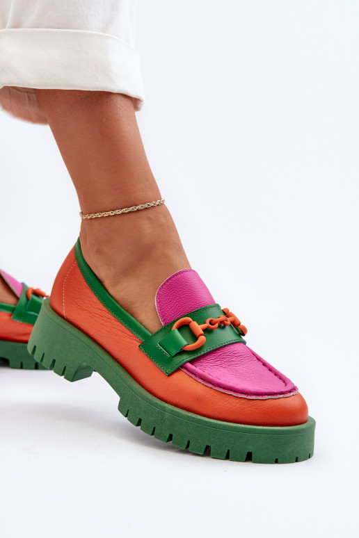 Women's Leather Moccasins With Decoration CheBello 4444 Orange Women's Leather Moccasins With Decoration CheBello 4444 Orange