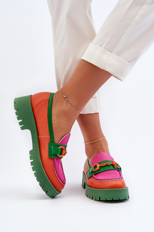 Women's Leather Moccasins With Decoration CheBello 4444 Orange Women's Leather Moccasins With Decoration CheBello 4444 Orange