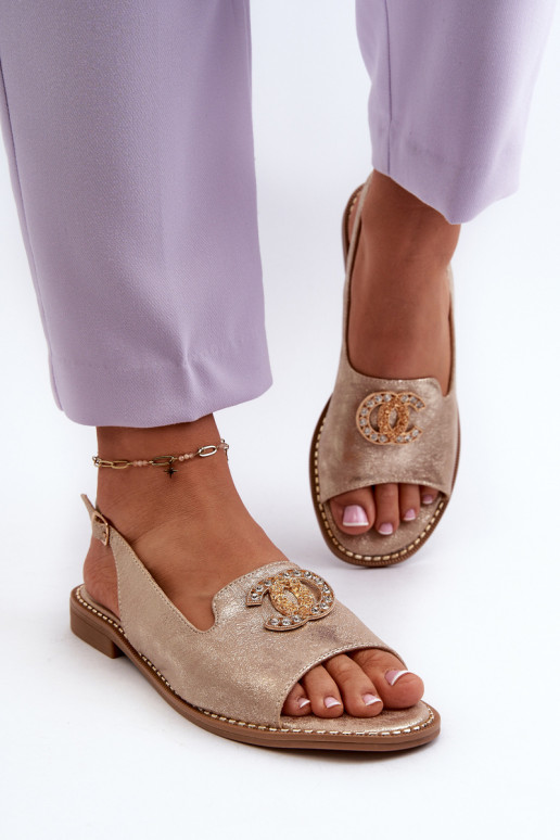 Women's Sandals With Decoration S.Barski KV-2775-49 Rose Gold