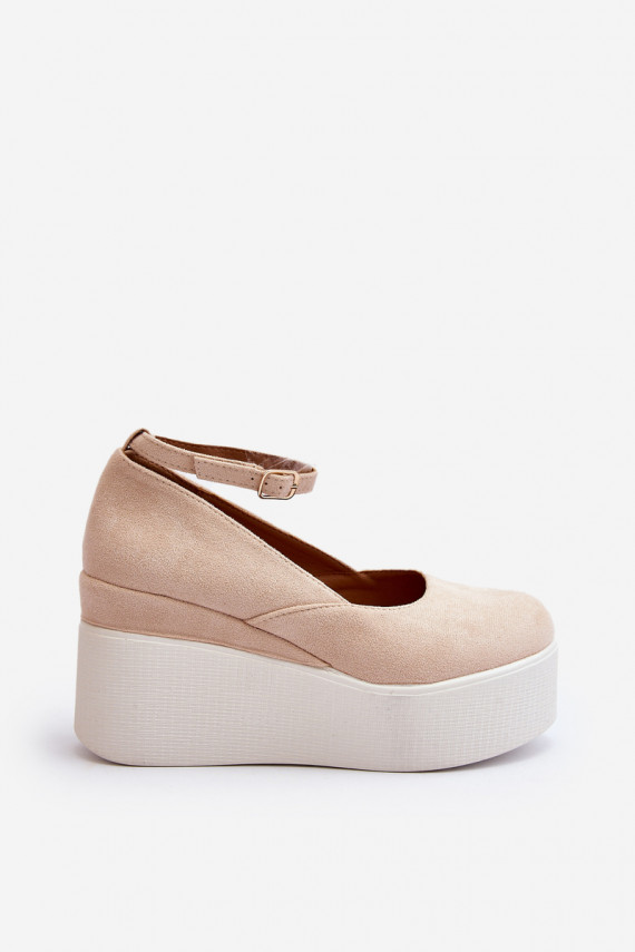 Women's Wedge Espadrilles in Light Beige Malla