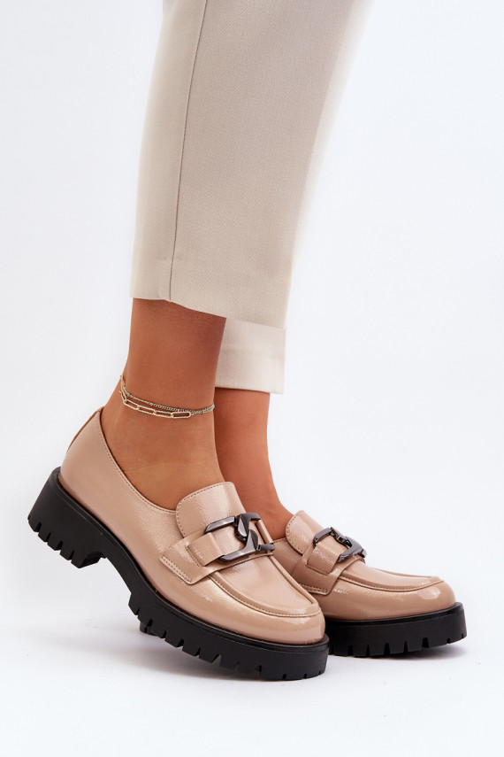 Beige Patent Women's Loafers Santtes