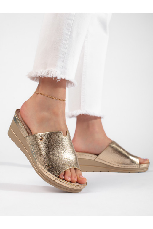 gold color  slippers  