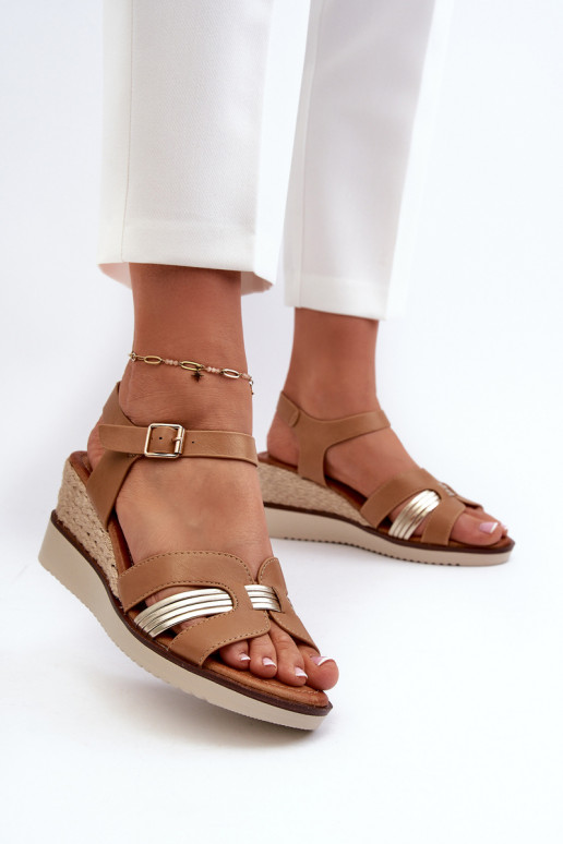 Women's Wedge Sandals with Woven Detail Brown Starlenna