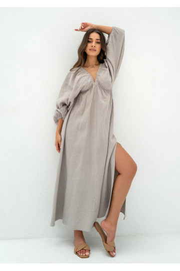 Axelia - Taupe muslin dress 2