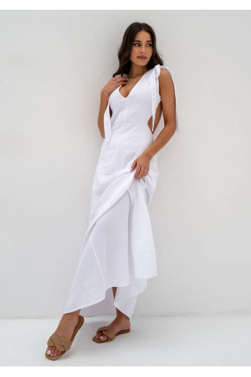 Eleni - White muslin maxi...