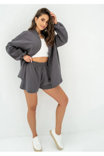 Palma - Graphite muslin shorts