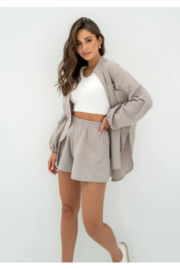 Palma - Taupe wide shirt 2