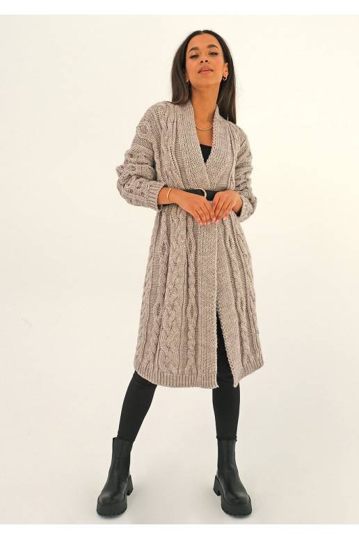 Long beige plaited cardigan Long beige plaited cardigan