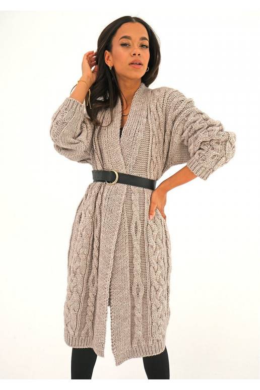 Long beige plaited cardigan Long beige plaited cardigan
