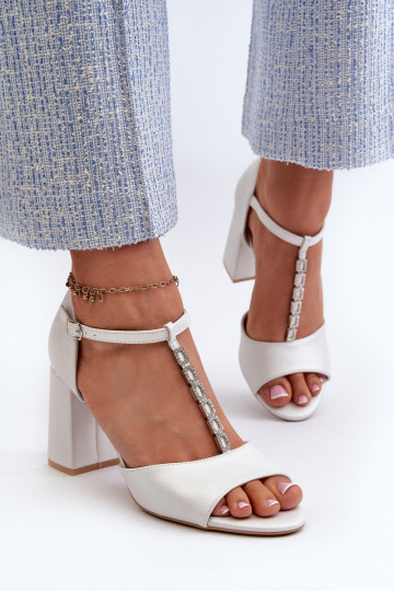 Suede High Heel Sandals with Silver Rhinestones Aniya 2