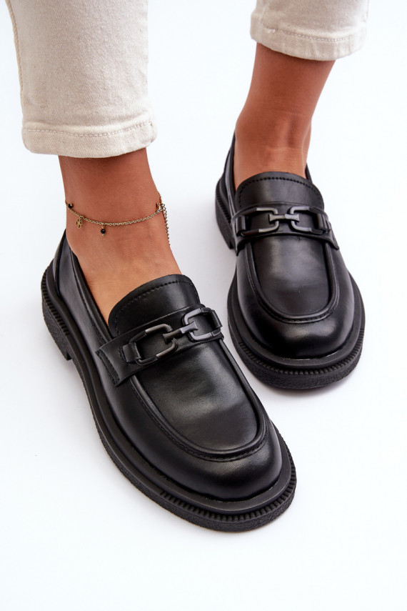 Black Women's Leather Moccasins Keelana