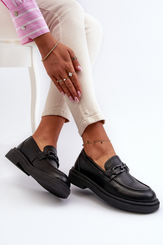 Black Women's Leather Moccasins Keelana