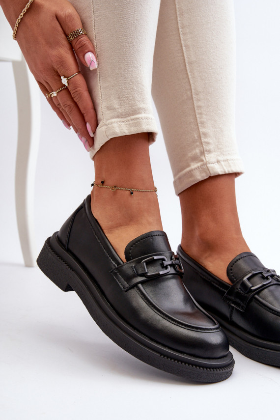 Black Women's Leather Moccasins Keelana