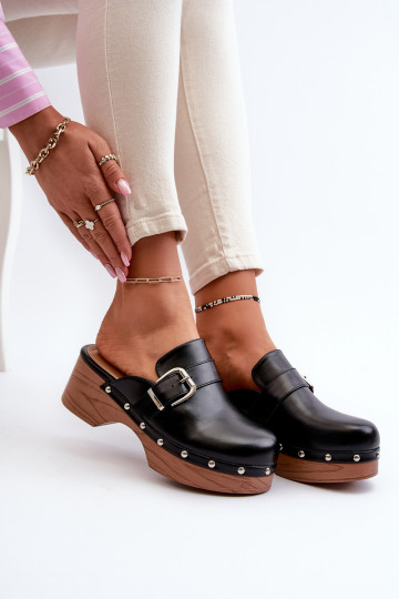 Women's Slide Sandals with Buckle Black Seprilla 2