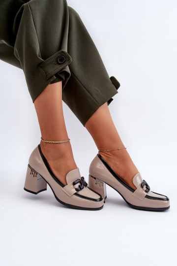 Women's Patent Leather Pumps in Beige D&A MR38-973 2