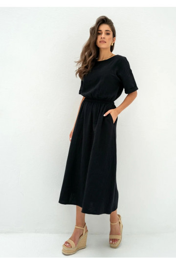 Greta - black muslin midi...