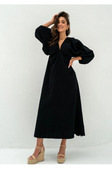 Axelia - black muslin dress 2
