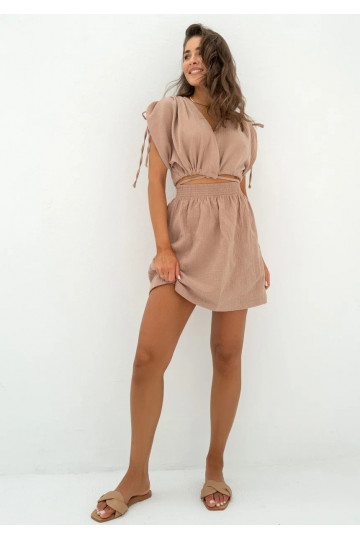 Ari - beige muslin mini skirt 2