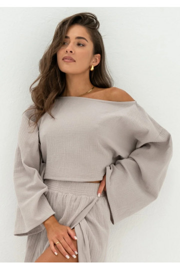 Terea - Taupe muslin blouse 2