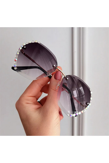 Elegant sunglasses with crystals GRADIENT GRAY