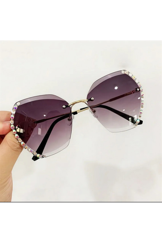 Elegant sunglasses with crystals GRADIENT GRAY