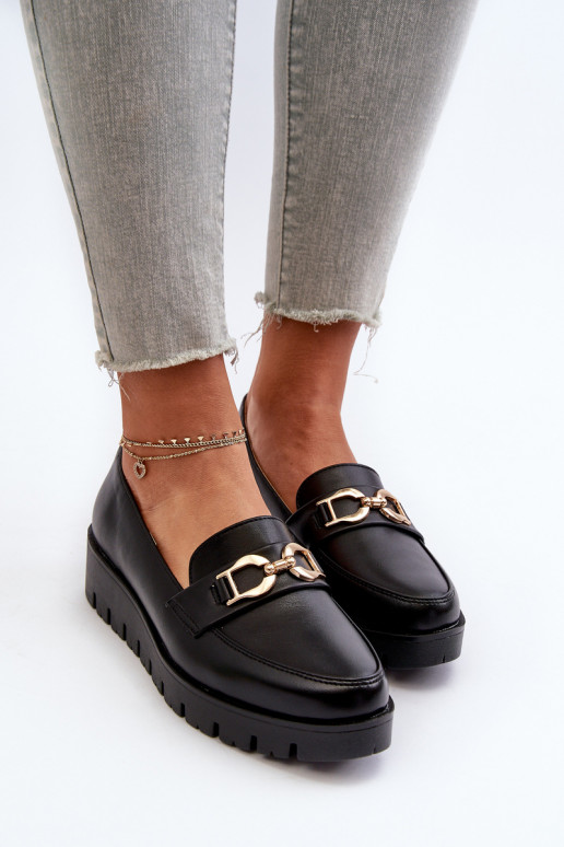 Women's Platform Moccasins With Decoration Black Kaldina Women's Platform Moccasins With Decoration Black Kaldina