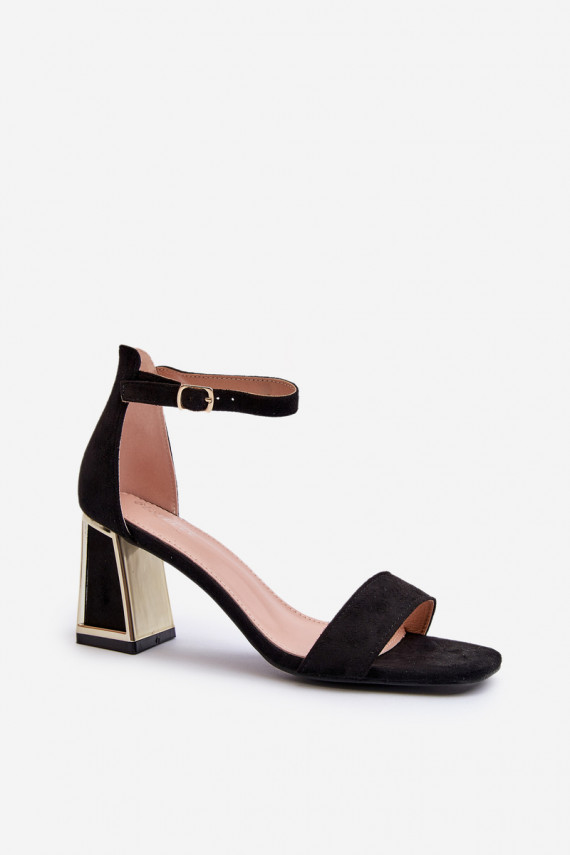 Black suede sandals with a heel Pholia
