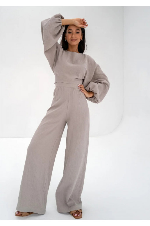 Alines - Taupe muslin wide pants