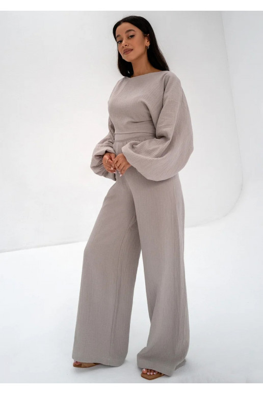 Alines - Taupe muslin wide pants