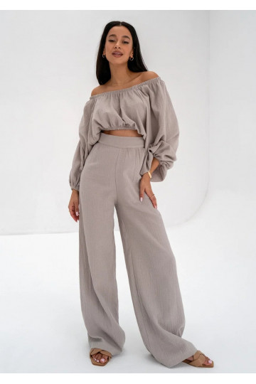 Alines - Taupe muslin wide...