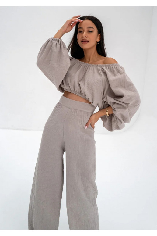 Alines - Taupe muslin wide pants