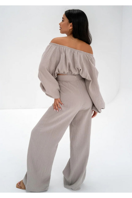Alines - Taupe muslin wide pants