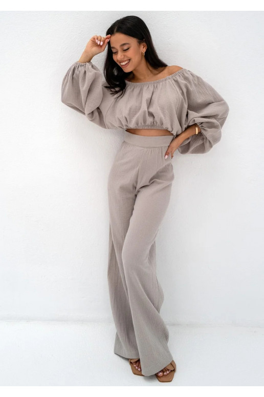 Alines - Taupe muslin wide pants